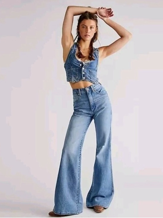 Wrangler Denim - Wrangler Wanderer 622 Flare Bell Bottom Jeans 28 Denim Blue Western Boho 70s